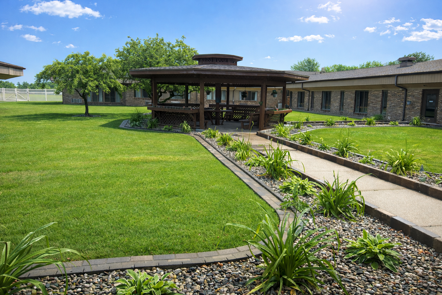 Courtyard with landscaping and gazebo