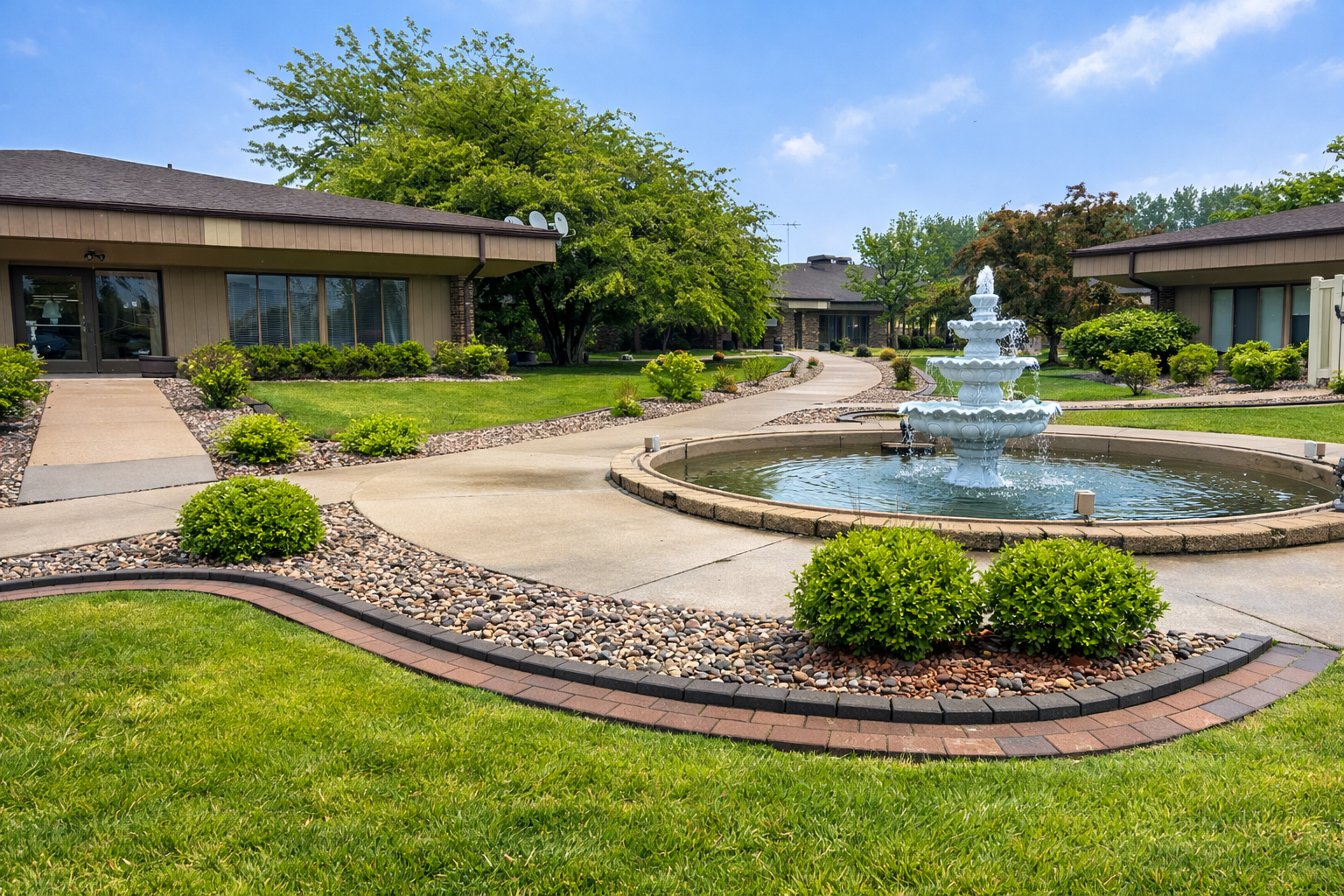Front of Merrillville's Building with Fountain