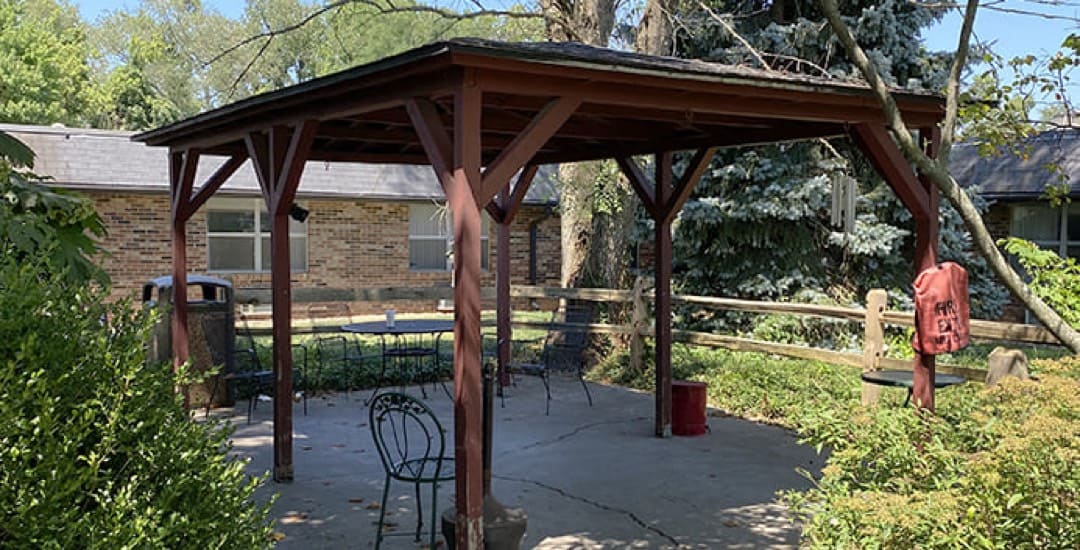 Brickyard Healthcare Bloomington Care Center exterior covered patio