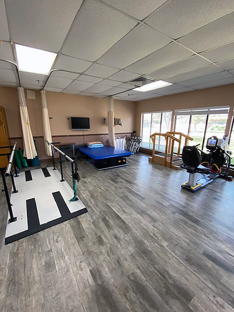 Brickyard Healthcare Merrillville Care Center physical therapy room and equipment