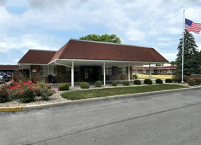 Brickyard Healthcare Sycamore Village Care Center exterior front entrance