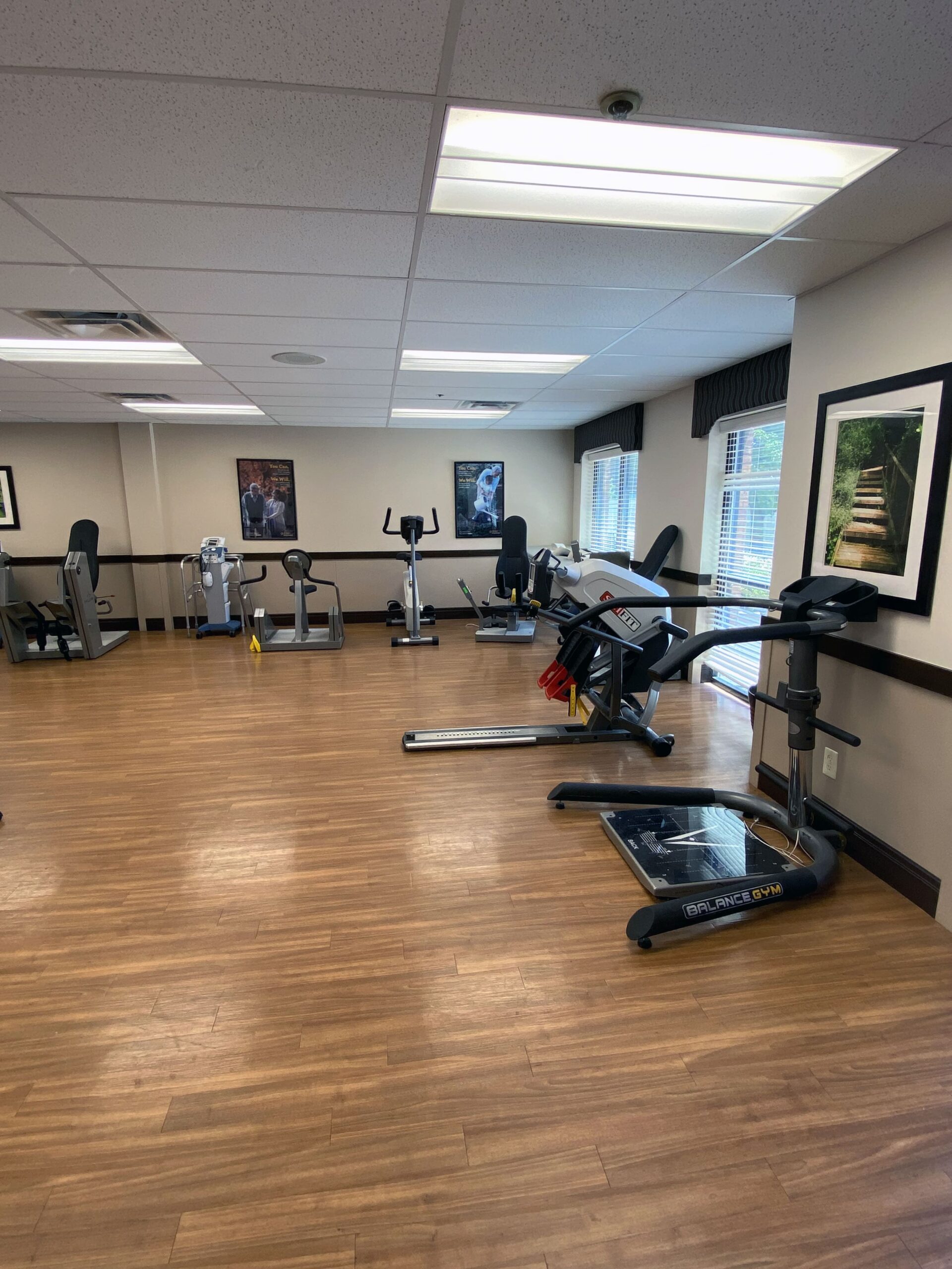 Brickyard Healthcare Willow Springs Care Center equipment for physical therapy and exercise