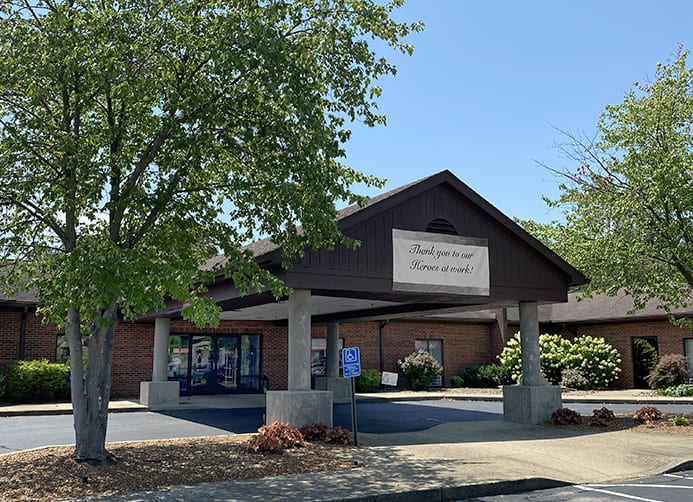 Brickyard Healthcare Woodlands Care Center exterior front entrance